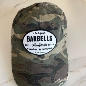 Camouflage Barbells and Ponytails Cap